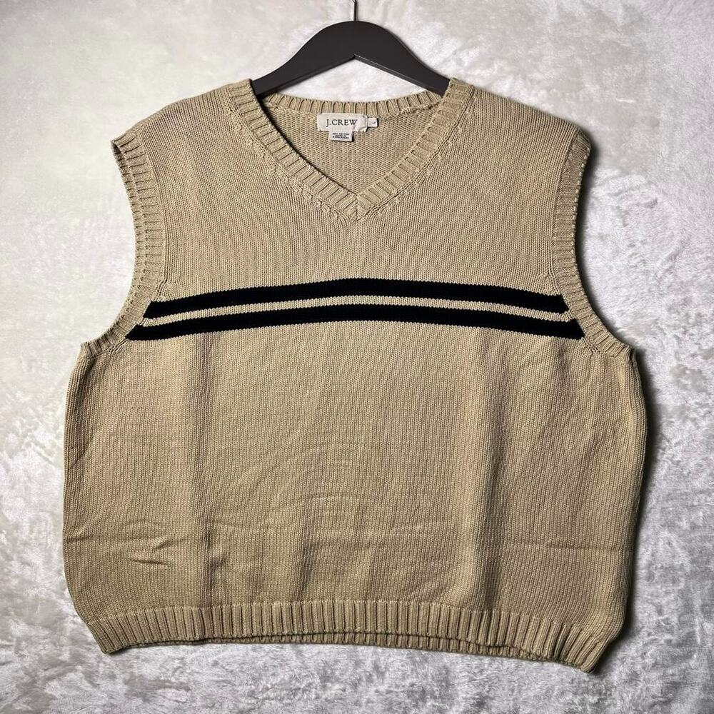 VTG J Crew Cotton Sweater Vest Men's L Y2K Heritage Academia Sleeveless Preppy